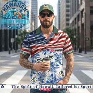 Green Bay Packers American Flag Patriotic Tropical Summer Hawaiian Shirt