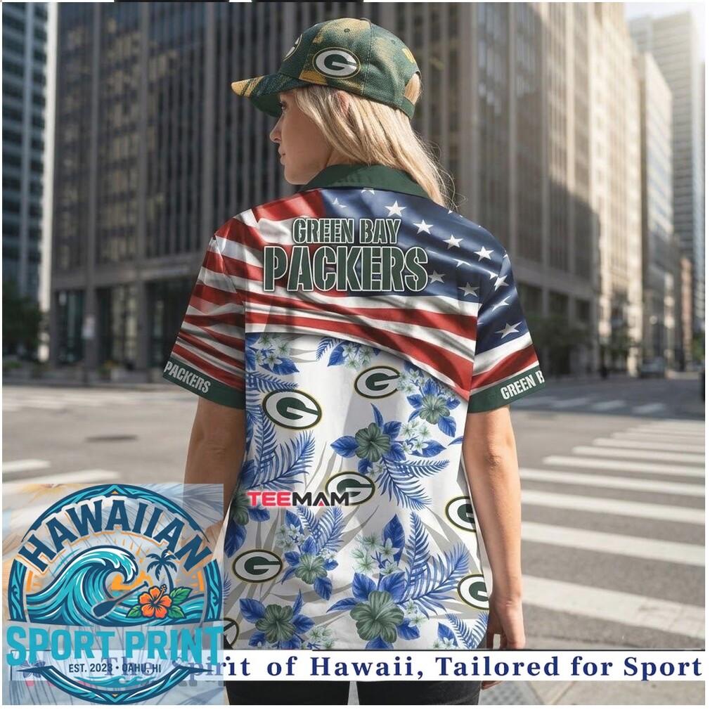 Green Bay Packers American Flag Patriotic Tropical Summer Hawaiian Shirt Green Bay Packers American Flag Patriotic Tropical Summer Hawaiian Shirt