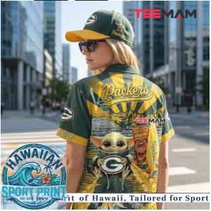 Green Bay Packers Baby Alien Tiki Surf Tropical Hawaiian Shirt