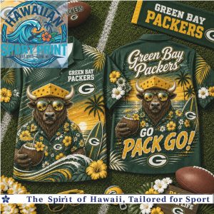 Green Bay Packers Cheesehead Bear Tropical Summer Aloha Hawaiian Shirt