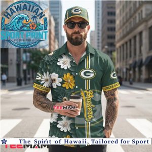 Green Bay Packers Flower Garden Pattern Summer Aloha Hawaiian Shirt