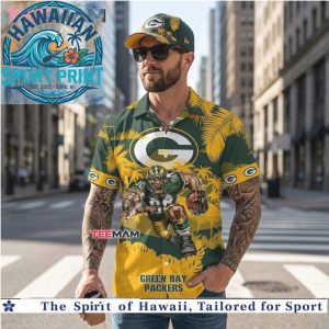Green Bay Packers Football Player Action Tropical Summer Hawaiian Shirt