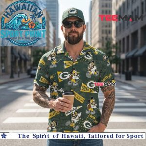 Green Bay Packers Mickey Mouse Mascot Sports Fan Hawaiian Shirt