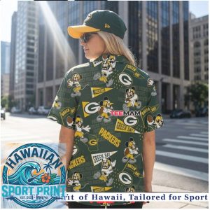 Green Bay Packers Mickey Mouse Mascot Sports Fan Hawaiian Shirt