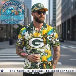 Green Bay Packers Parrot Tropical Leaves Aloha Hawaiian Shirt