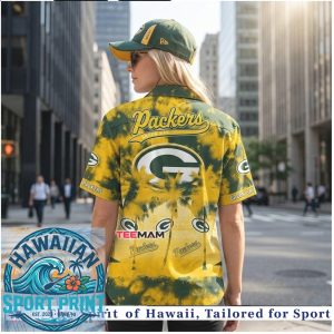 Green Bay Packers Tie Dye Palm Tree Beach Summer Hawaiian Shirt