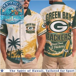 Green Bay Packers Tropical Sunset Palm Beach Aloha Hawaiian Shirt