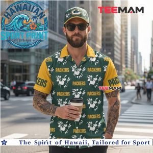 Green Bay Packers White Hibiscus Flower Tropical Hawaiian Shirt