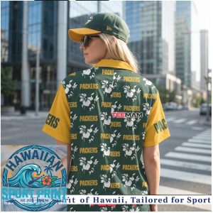Green Bay Packers White Hibiscus Flower Tropical Hawaiian Shirt