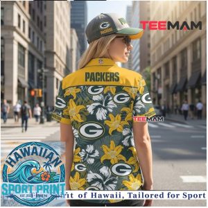 Green Bay Packers Yellow Floral Summer Tropical Hawaiian Shirt