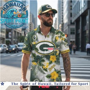Green Bay Packers Yellow Hibiscus Tropical Floral Hawaiian Shirt