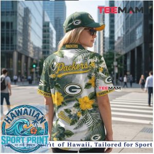 Green Bay Packers Yellow Hibiscus Tropical Floral Hawaiian Shirt