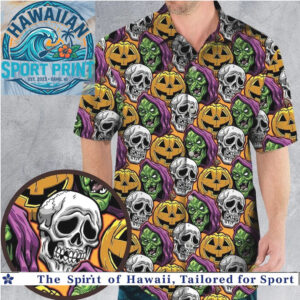 Halloween Pumpkin Skull Horror Theme Hawaiian Shirt
