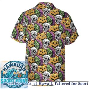 Halloween Pumpkin Skull Horror Theme Hawaiian Shirt