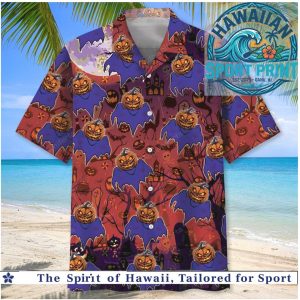 Halloween Spooky Pumpkin Ghost Gothic Tropical Hawaiian Shirt