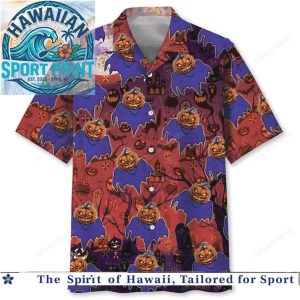 Halloween Spooky Pumpkin Ghost Gothic Tropical Hawaiian Shirt