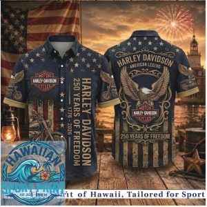 Harley Davidson American Eagle Motorcycle 250 Years Freedom Hawaiian Shirt