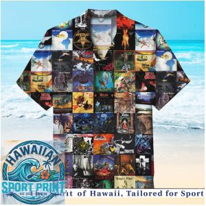Heavy Metal Album Covers Collage Retro Rock Music Hawaiian Shirt