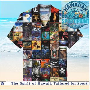 Heavy Metal Album Covers Collage Retro Rock Music Hawaiian Shirt
