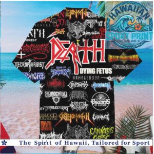 Heavy Metal Death Band Logos Grunge Black Hawaiian Shirt