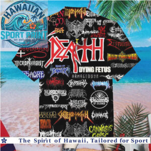 Heavy Metal Death Band Logos Grunge Black Hawaiian Shirt