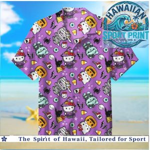 Hello Kitty Spooky Halloween Witch Cat Hawaiian Shirt