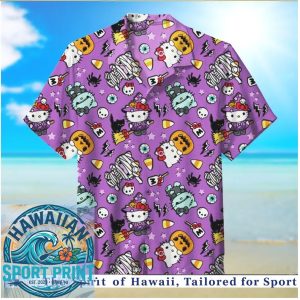 Hello Kitty Spooky Halloween Witch Cat Hawaiian Shirt