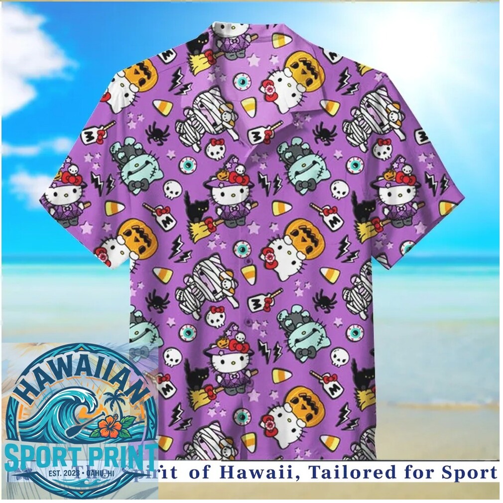 Hello Kitty Spooky Halloween Witch Cat Hawaiian Shirt Hello Kitty Spooky Halloween Witch Cat Hawaiian Shirt