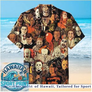Horror Movie Characters Halloween Spooky Tropical Hawaiian Shirt