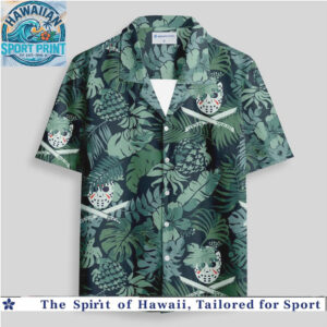 Horror Movie Mask Tiki Palm Leaves Tropical Halloween Hawaiian Shirt