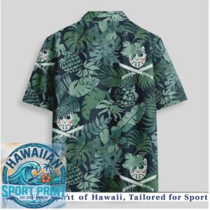 Horror Movie Mask Tiki Palm Leaves Tropical Halloween Hawaiian Shirt