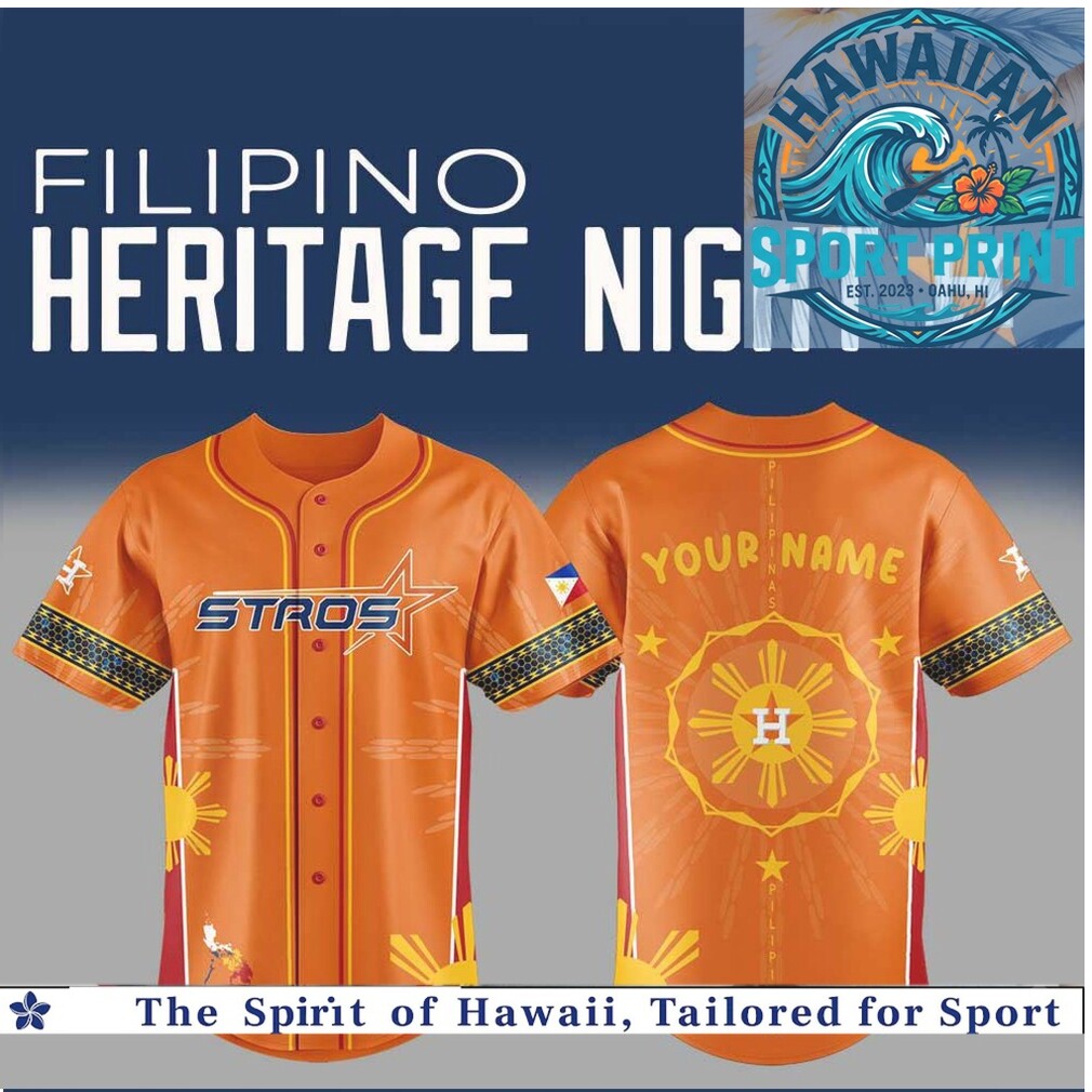 Houston Baseball Filipino Heritage Night Sun Orange Baseball Jersey Houston Baseball Filipino Heritage Night Sun Orange Baseball Jersey