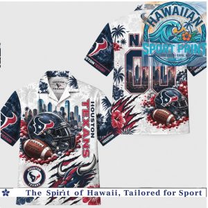 Houston Texans Football Team Mascot Skyline Aloha Hawaiian Shirt