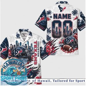 Houston Texans Football Team Mascot Skyline Aloha Hawaiian Shirt