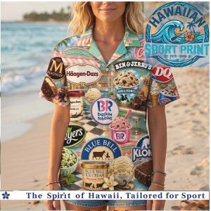 Ice Cream Brands Baskin Robbins Blue Bell Ben And Jerry's Sweet Summer Hawaiian Shirt