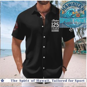 Indian Motorcycle 125th Anniversary Headdress Logo Black Hawaiian Shirt