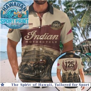 Indian Motorcycle 125th Anniversary Vintage Retro Motorbike Hawaiian Shirt