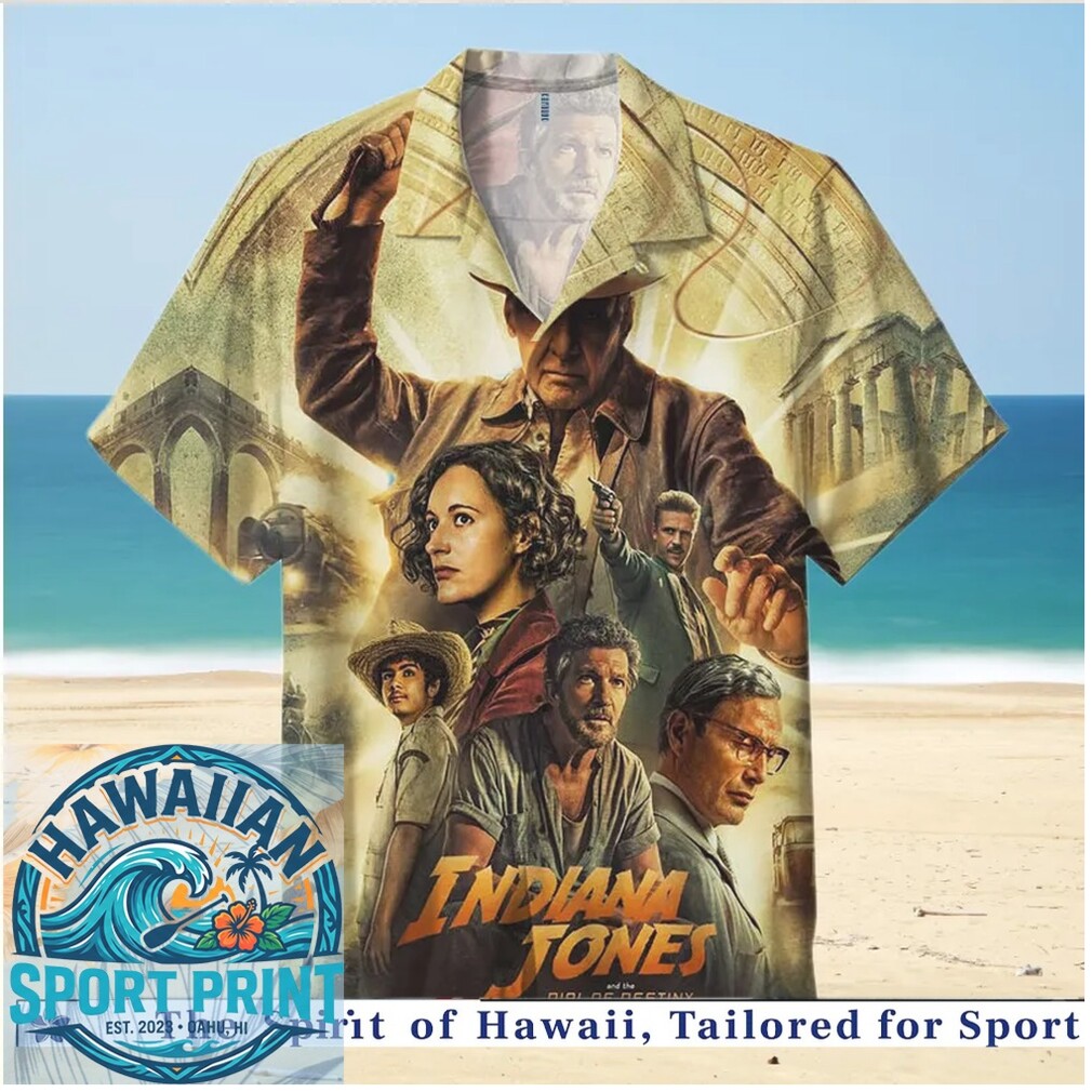 Indiana Jones Movie Poster Vintage Collage Hawaiian Shirt Indiana Jones Movie Poster Vintage Collage Hawaiian Shirt