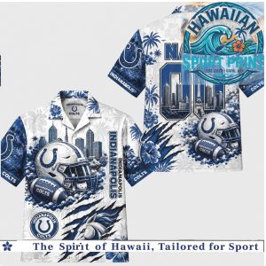 Indianapolis Colts Football Team Mascot Skyline Aloha Hawaiian Shirt