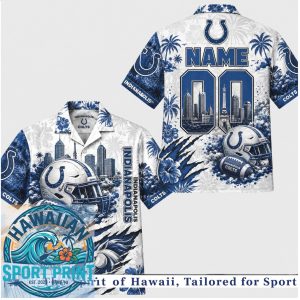Indianapolis Colts Football Team Mascot Skyline Aloha Hawaiian Shirt