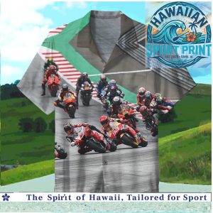 Intense MotoGP Racing Circuit Action Summer Hawaiian Shirt