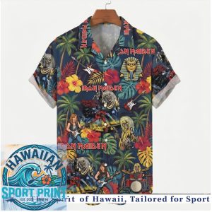 Iron Maiden Band Members Tropical Floral Hawaiian Shirt