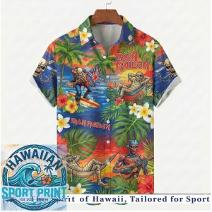 Iron Maiden Eddie Hammock Beach Vacation Tropical Floral Hawaiian Shirt