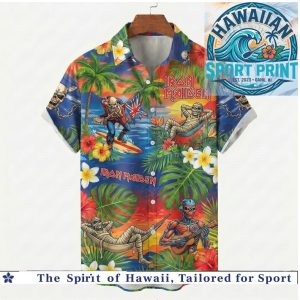 Iron Maiden Eddie Hammock Beach Vacation Tropical Floral Hawaiian Shirt