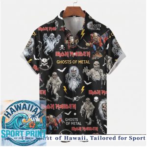 Iron Maiden Ghosts Of Metal Eddie Heavy Rock Band Hawaiian Shirt