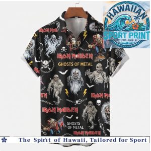 Iron Maiden Ghosts Of Metal Eddie Heavy Rock Band Hawaiian Shirt