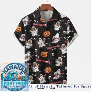 Iron Maiden Halloween Pumpkins Ghosts Rock Band Spooky Hawaiian Shirt