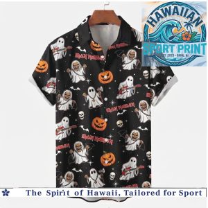 Iron Maiden Halloween Pumpkins Ghosts Rock Band Spooky Hawaiian Shirt