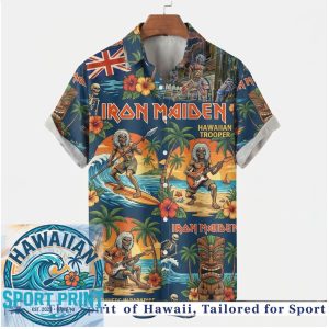 Iron Maiden Hawaiian Trooper Eddie Paradise Beach Shirt