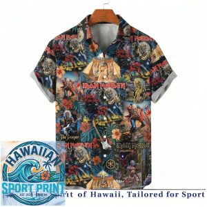 Iron Maiden Heavy Metal Band Album Collage Hawaiian Shirt